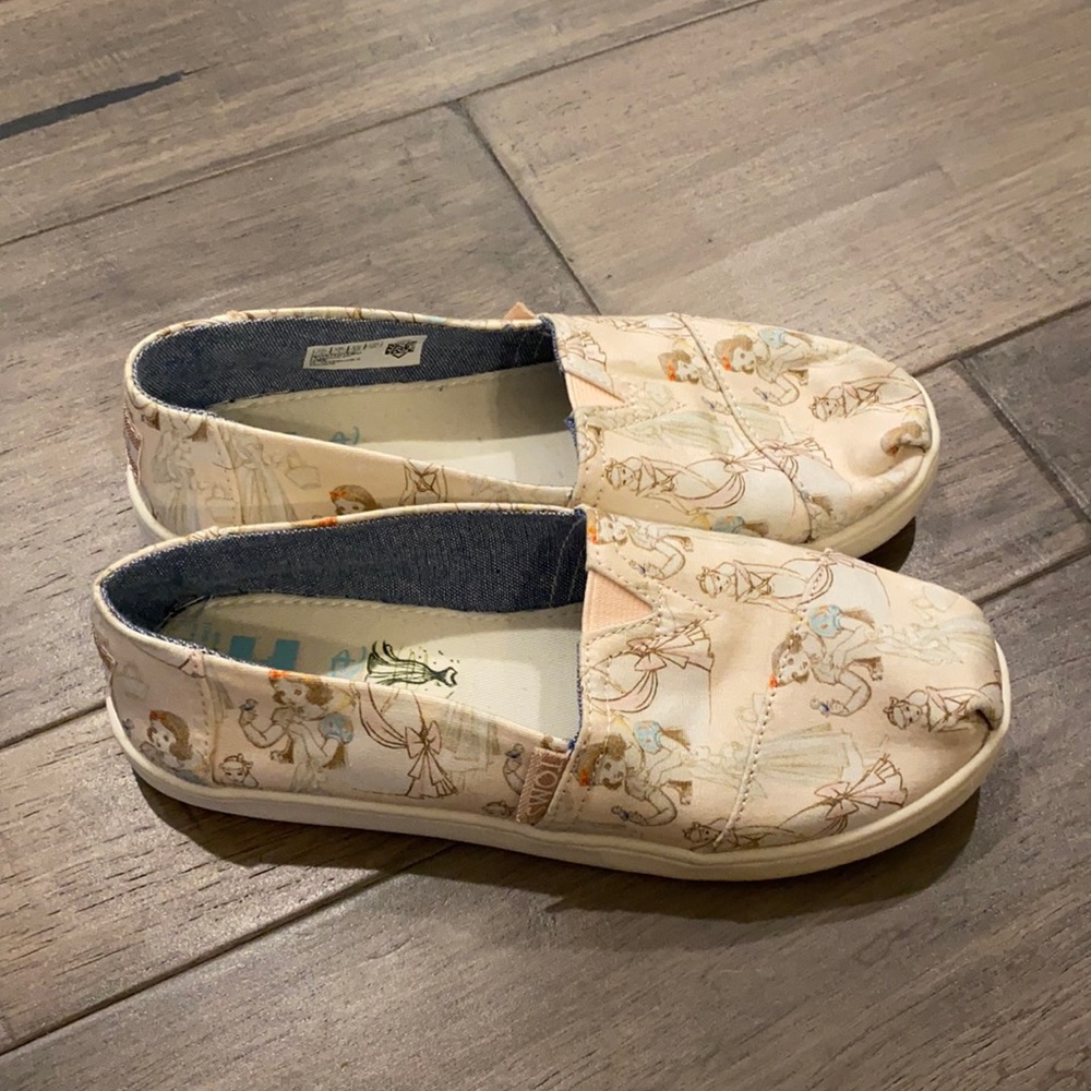 Toms Kids Shoes with Cartoon Print - Cream and Blue